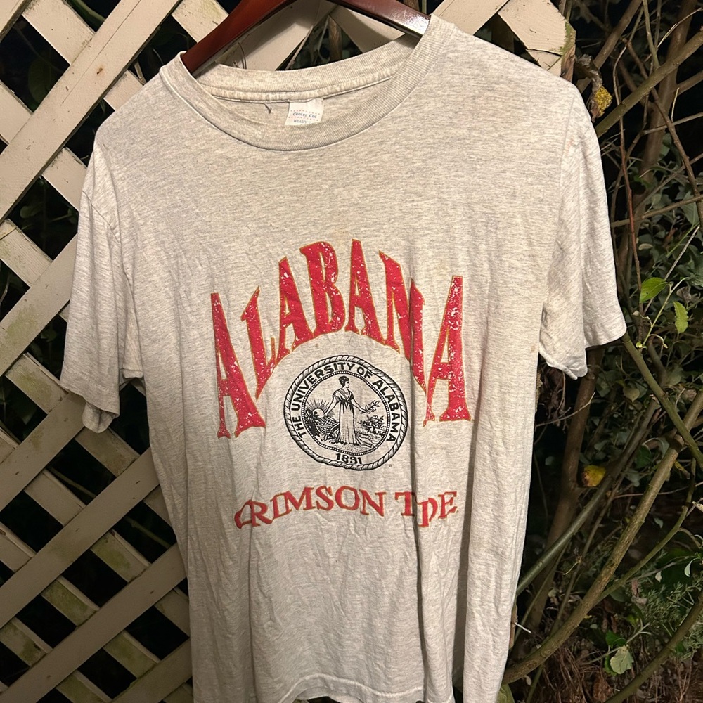 Vintage Style University of Alabama Crimson Tide T-Shirt Gray L | Center Cut He